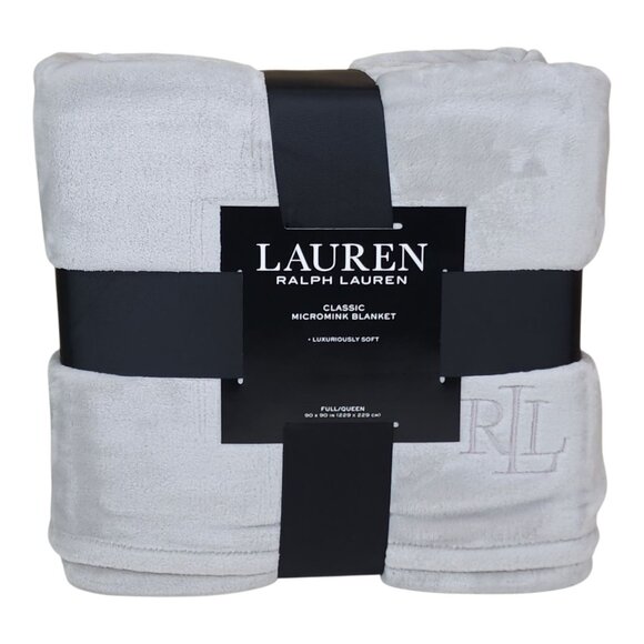 Lauren Ralph Lauren Classic Micromink Blanket Queen 90x90" Luxuriously Soft Gray - Picture 10 of 10